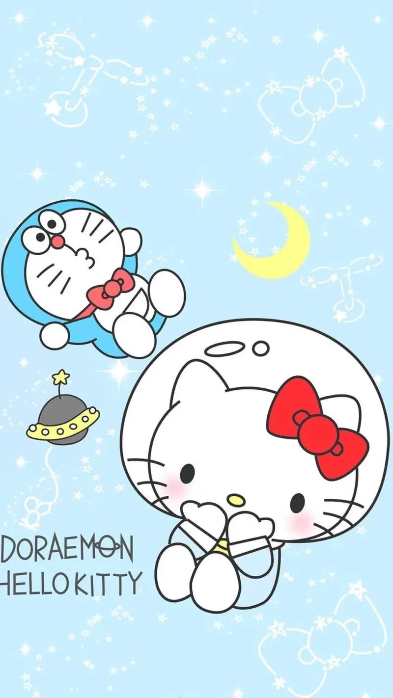 Sự kết hợp đáng yêu của hello kitty hello kitty và doraemon 