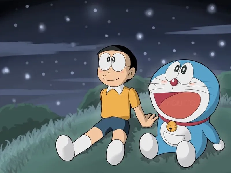 Những hình vẽ doraemon và nobita đơn giản nhưng đầy cảm xúc