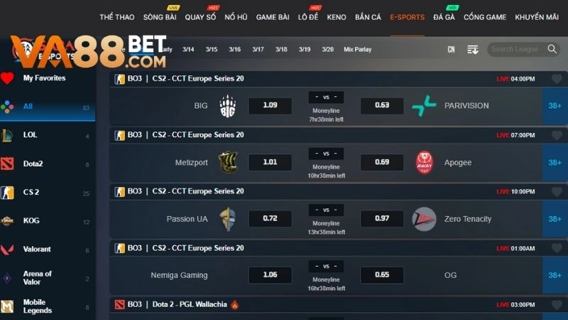 VA88 là lựa chọn lý tưởng cho những ai đam mê cá cược eSports