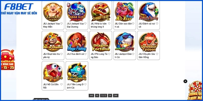 Tại đây cược thủ có thể lựa chọn nhiều tựa game bắn cá hấp dẫn