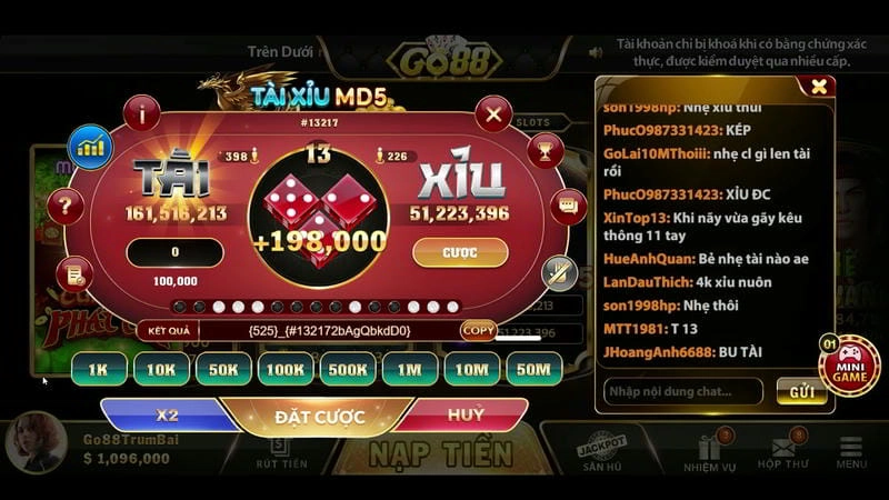  Rút tiền nhanh từ tài xỉu online uy tín Go88 dễ dàng.