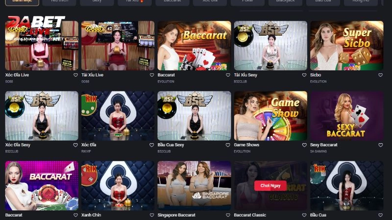 Tham gia chơi tại live casino Dabet để nhận thưởng hấp dẫn