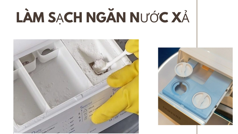 Vệ sinh ngăn chứa bột giặt và nước xả đúng cách