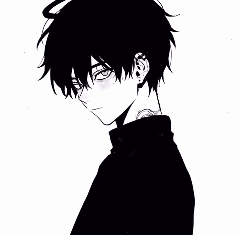 Ảnh anime boy lạnh lùng trắng đen