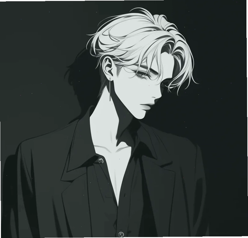 Ảnh anime nam đen trắng 7