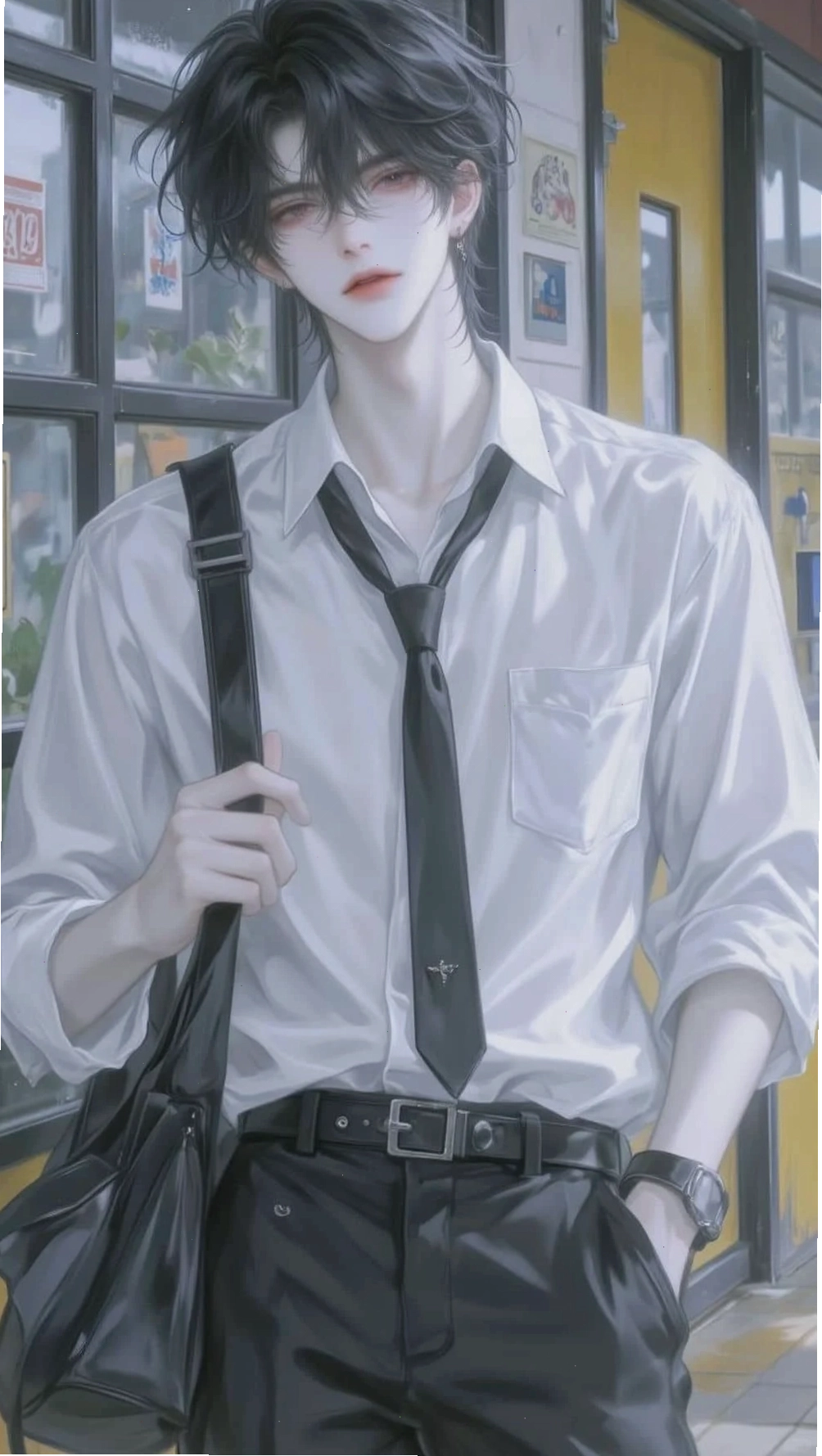 Ảnh trai đẹp anime cá tính với trang phục và phụ kiện thời thượng