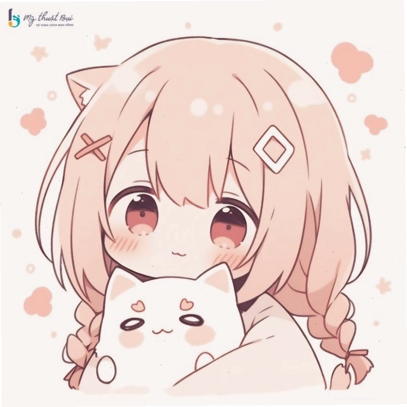 Anime chibi cute girl với đôi cánh thiên thần