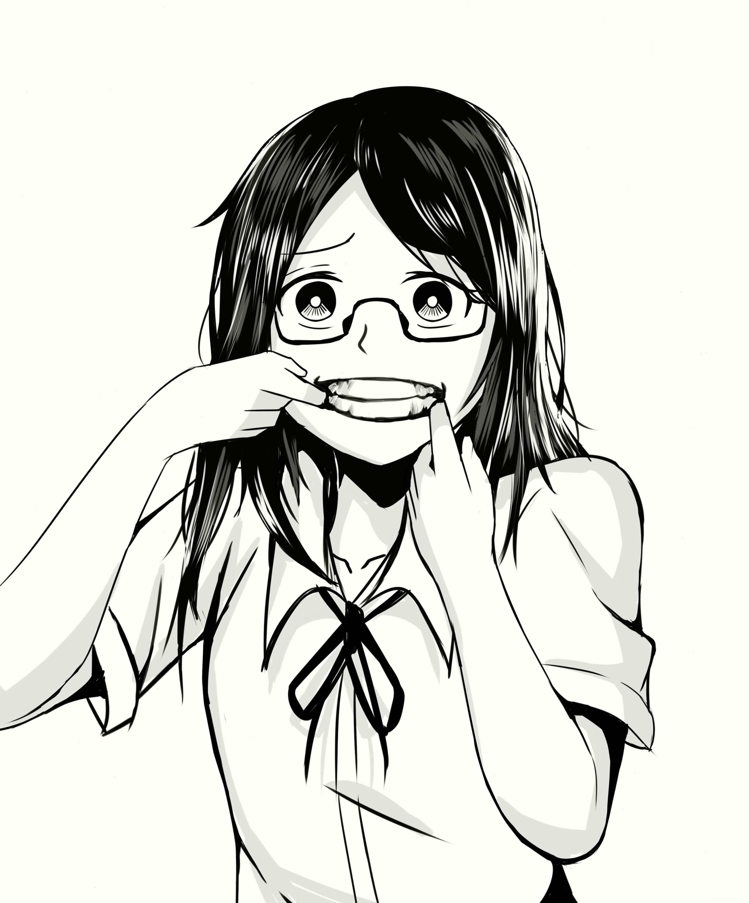 Avatar anime nữ trắng đen với nụ cười bí ẩn