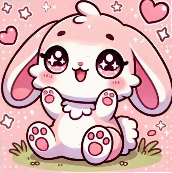 Avatar thỏ chibi cute với biểu cảm ngộ nghĩnh