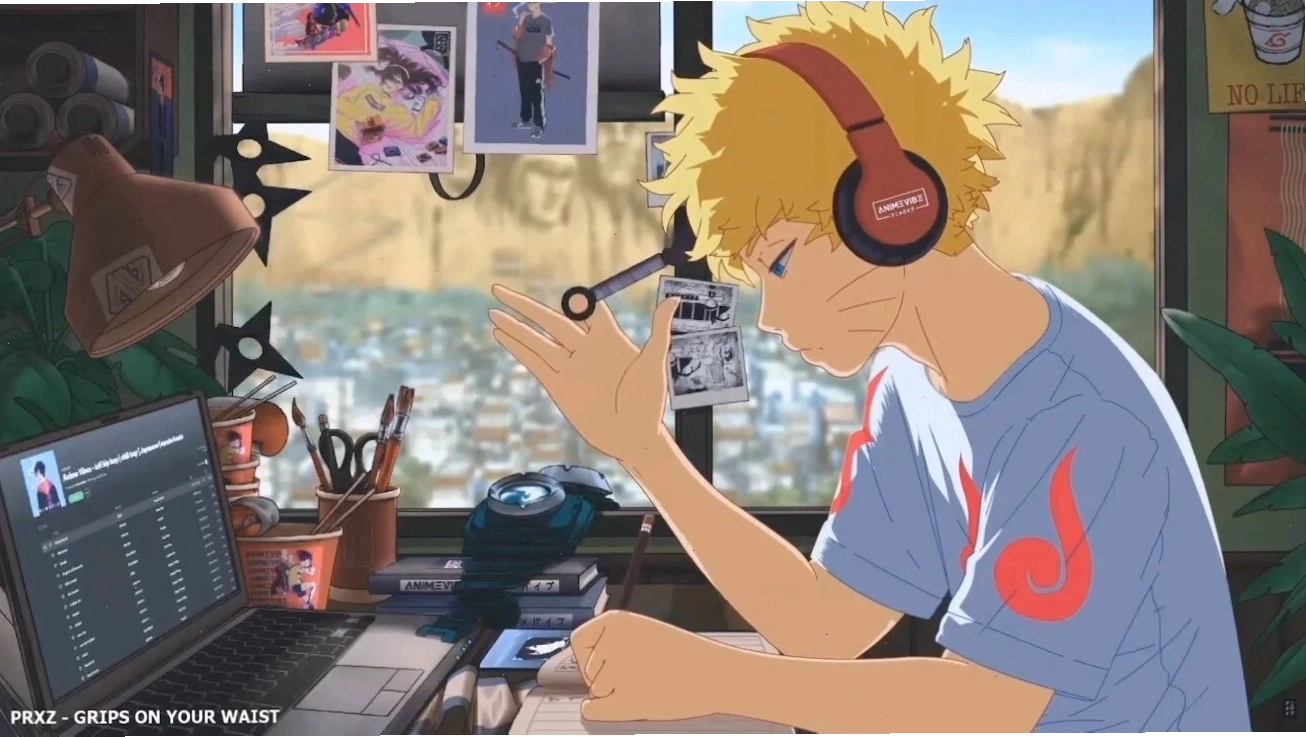 Background anime với nhân vật cute và màu sắc tươi sáng
