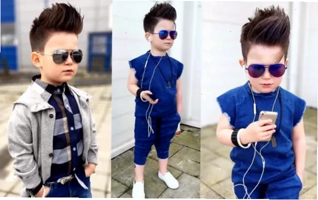 Bé trai với mái tóc Pompadour vuốt cao lịch lãm