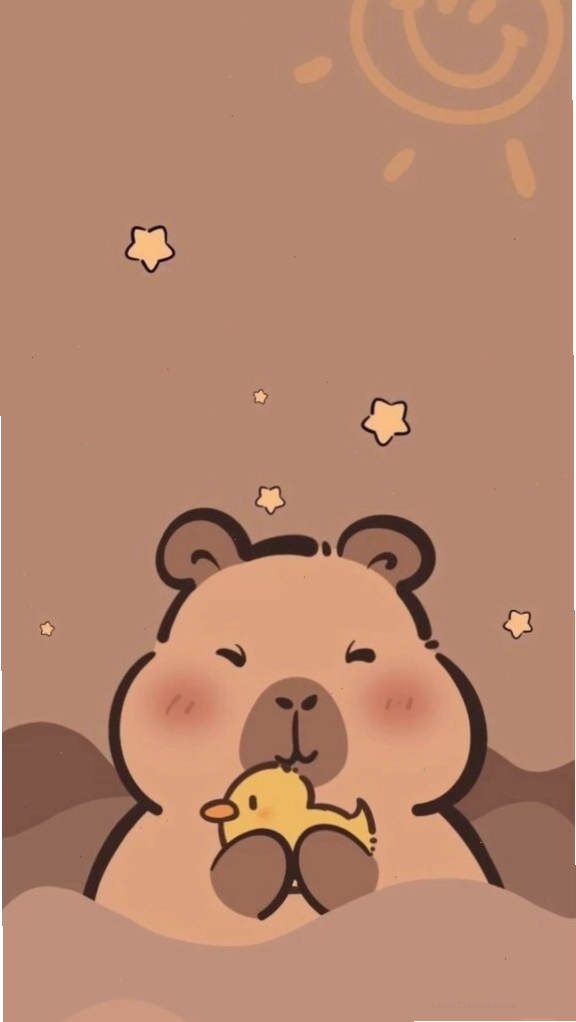 Capybara ôm chú vịt vàng, vẻ mặt vẫn đơ