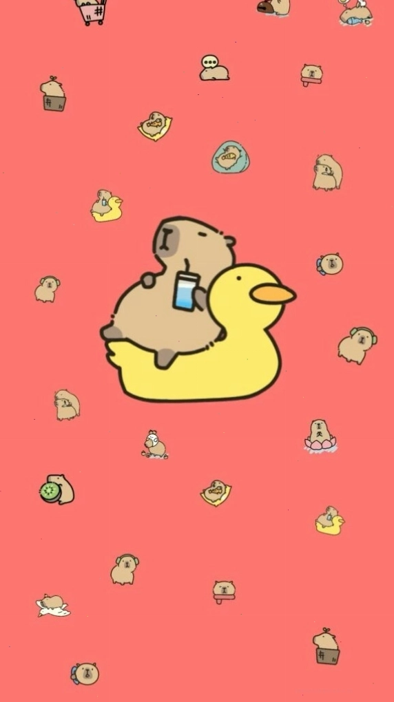 Capybara thư giãn trên phao vịt với nét mặt vô tri