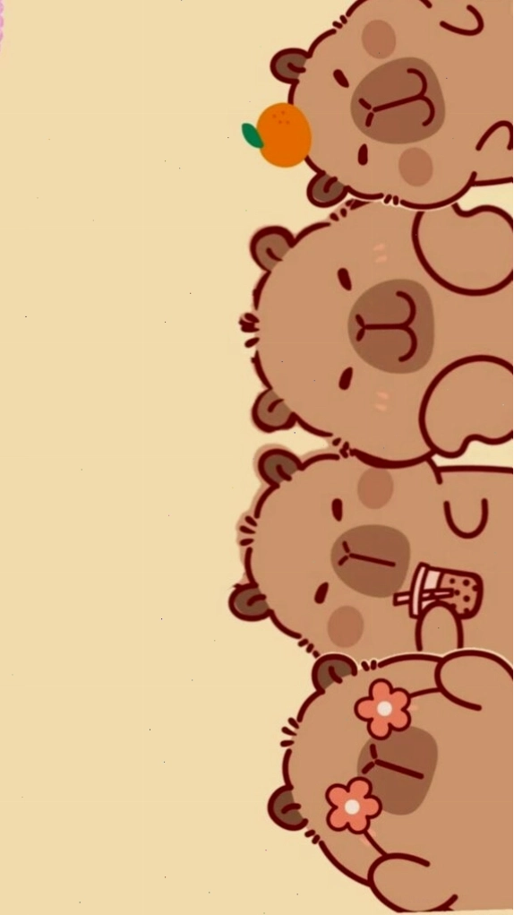 Capybara xếp hàng vô tri, đáng yêu