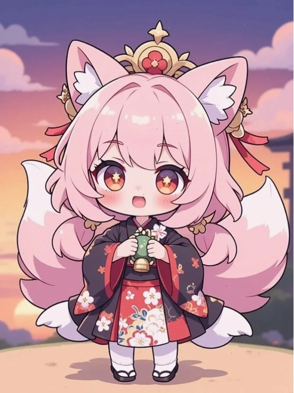 Chibi nữ dễ thương với trang phục xanh dương
