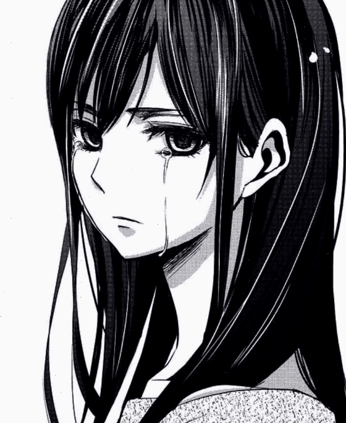 Cô gái anime trong ảnh đen trắng với giọt nước mắt lăn dài