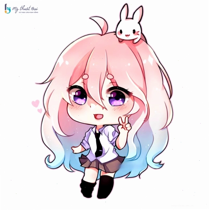 Cô gái chibi với biểu cảm ngạc nhiên đáng yêu