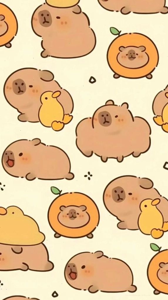 Đàn Capybara và vịt vàng dễ thương