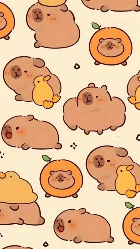 Đàn Capybara và vịt vàng với biểu cảm ngơ ngác