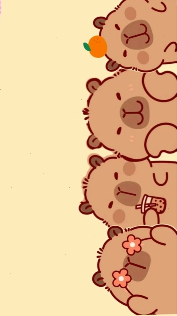 Đàn capybara xếp hàng vô tri, đáng yêu