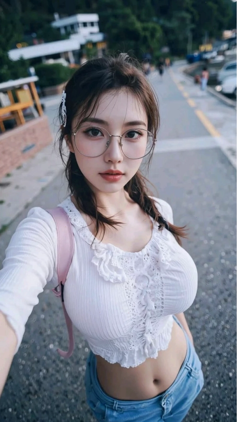 Gái xinh đeo kính cận tóc dài dịu dàng