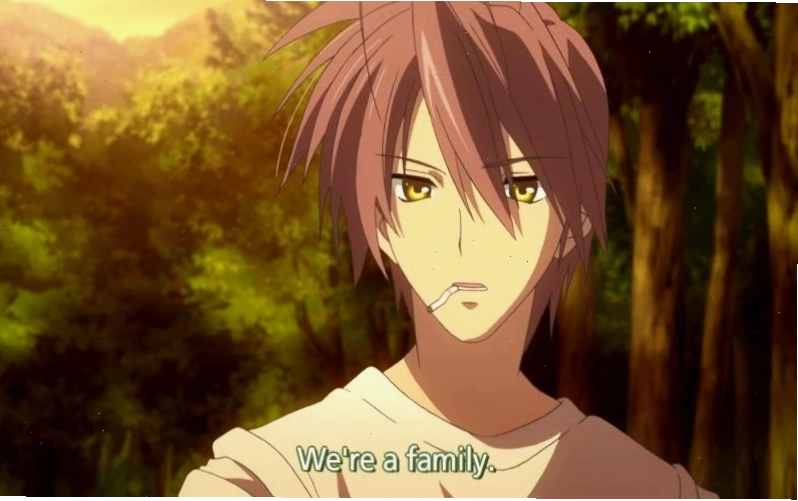 Gia đình Tomoya và Nagisa trong anime Clannad After Story