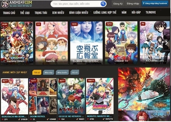 Giao diện trang web Anime 47