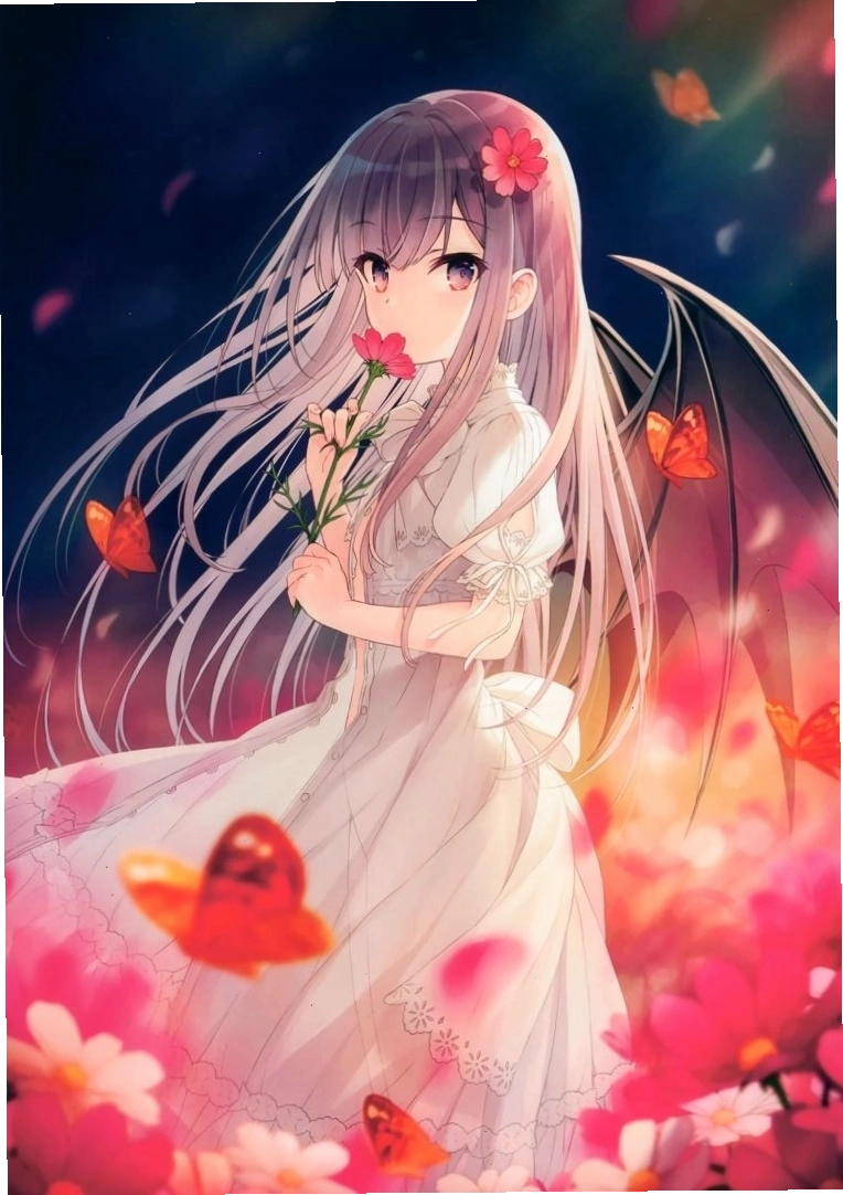 Hình ảnh anime girl dễ thương nhưng mang đôi cánh ác quỷ