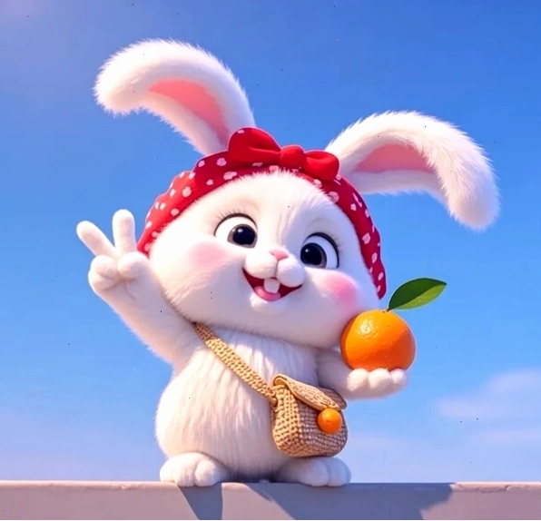 Hình ảnh thỏ con chibi đang chơi đùa, rất ngộ nghĩnh
