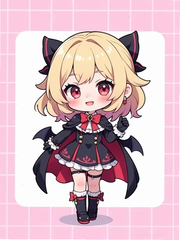 Hình nền chibi nữ cute với mái tóc dài và nụ cười tươi tắn
