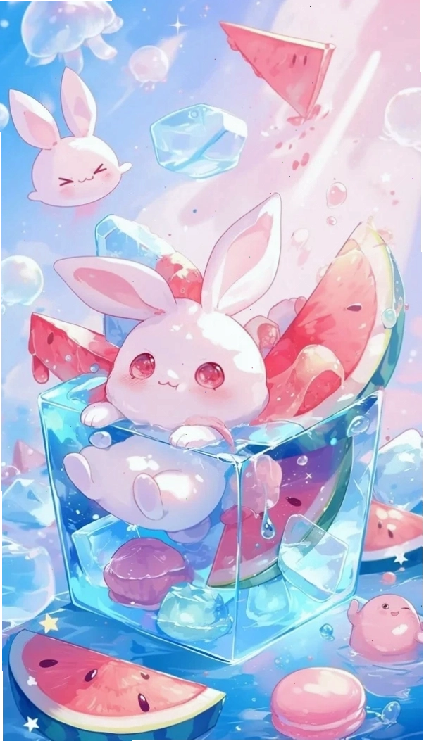 Hình nền thỏ chibi cute, phù hợp làm ảnh đại diện