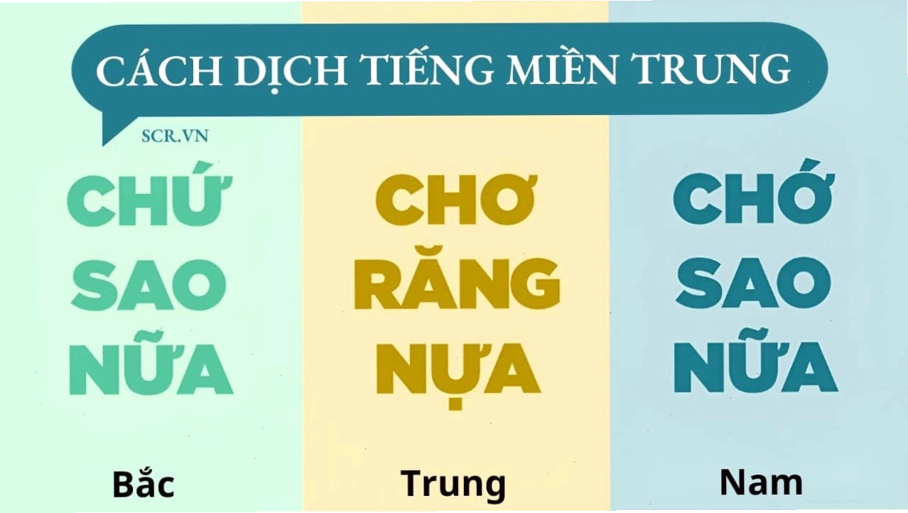 Minh họa cách diễn đạt độc đáo của tiếng miền Trung, thể hiện sự khác biệt trong từ vựng và ngữ pháp