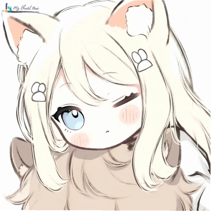 Nhân vật anime chibi nữ dễ thương đang vẽ tranh