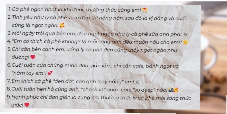 Stt cafe lãng mạn bên người yêu