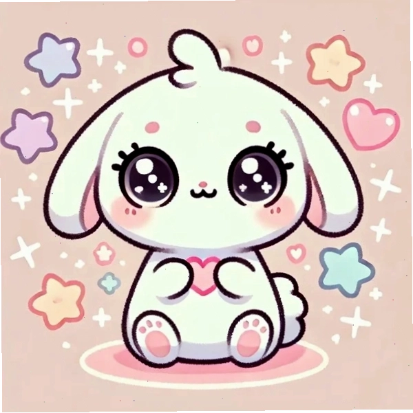 Thỏ cute được vẽ theo phong cách chibi ngộ nghĩnh
