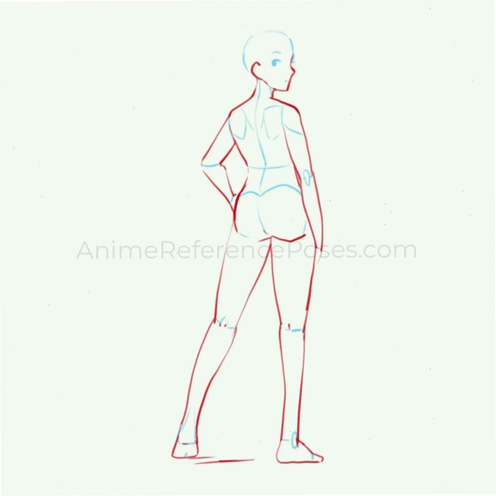 Tư thế quay lưng nữ, tham khảo vẽ cử chỉ toàn thân anime manga