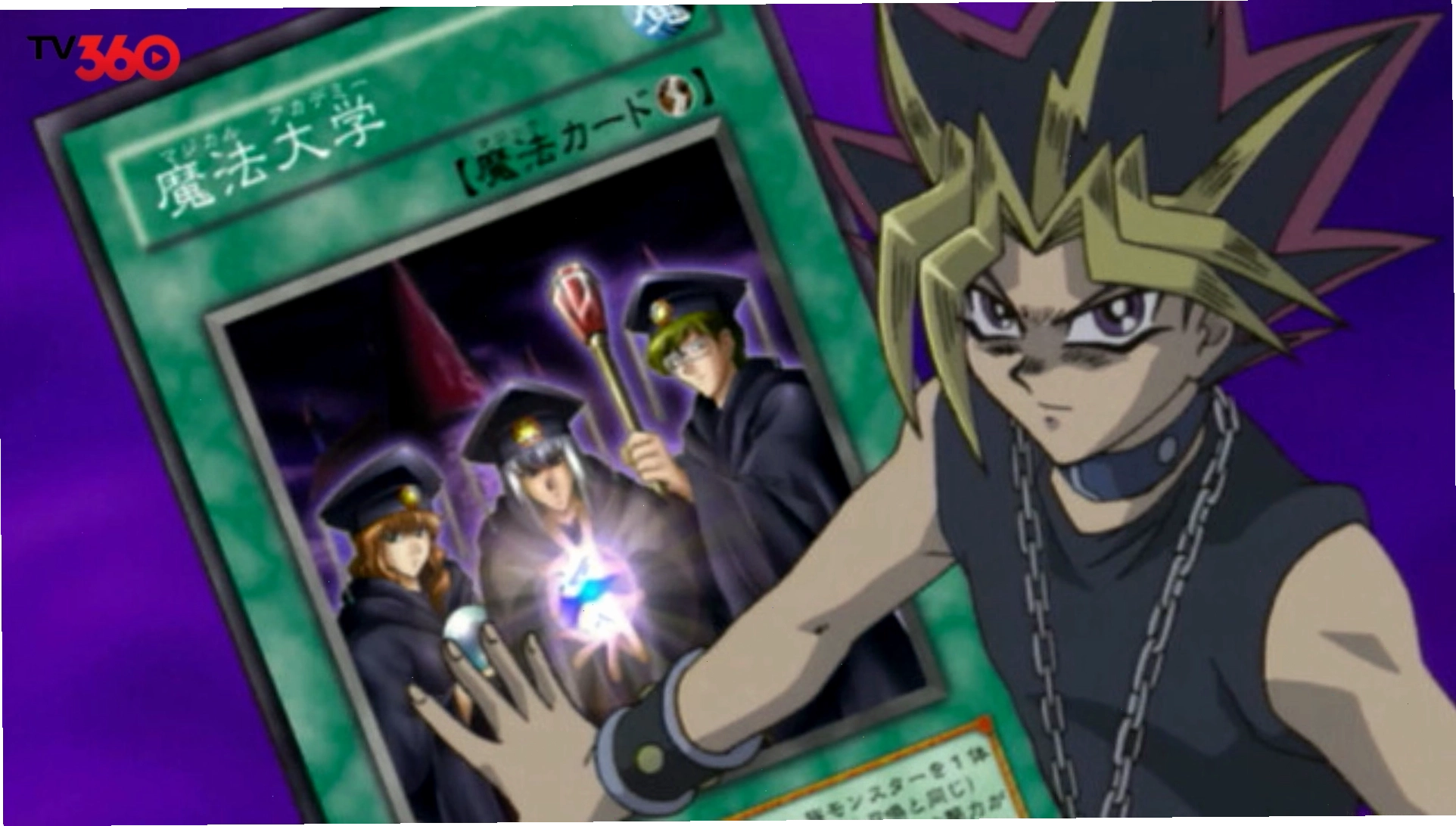 Yugi Muto trong anime Yu-Gi-Oh! Duel Monsters sử dụng sức mạnh các lá bài