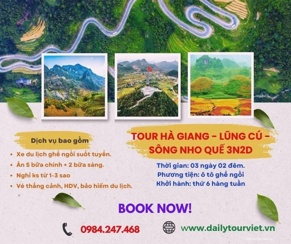 lịch trình du lịch Hà Giang 3 ngày 2 đêm trên sông Nho Quế